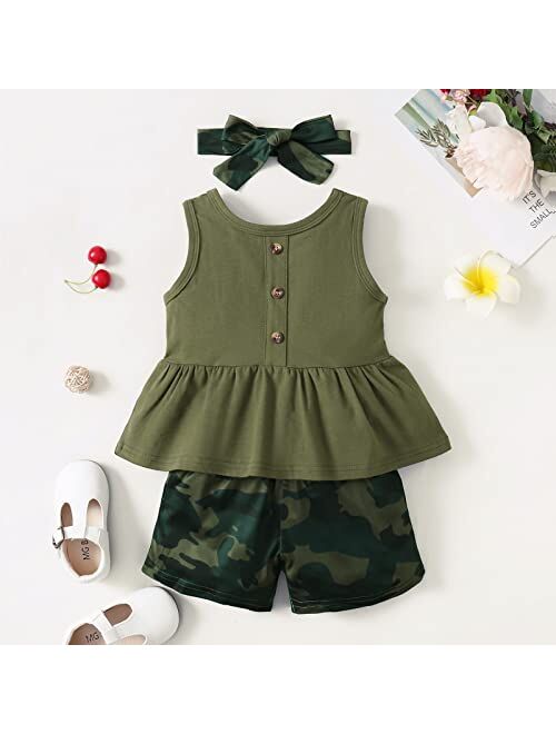 Wlinip Toddler girl clothes baby girl outfits Summer Sleeveless Top + Short Pants Set toddler clothes for girls