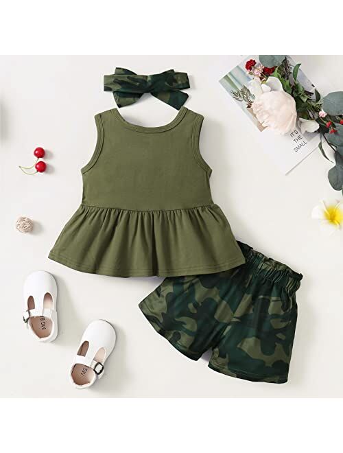 Wlinip Toddler girl clothes baby girl outfits Summer Sleeveless Top + Short Pants Set toddler clothes for girls