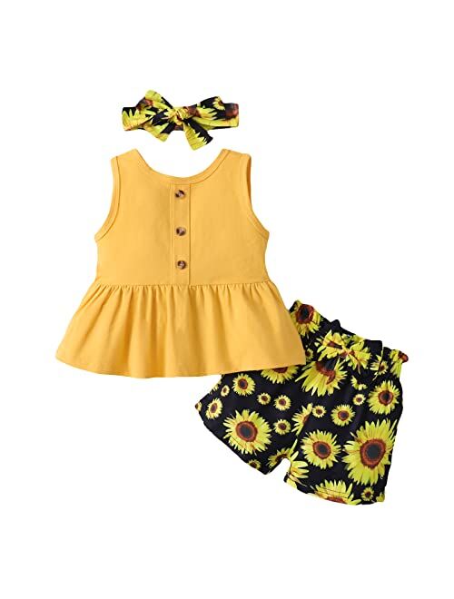 Wlinip Toddler girl clothes baby girl outfits Summer Sleeveless Top + Short Pants Set toddler clothes for girls