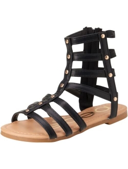 bebe Toddler Girls Sandals Leatherette Studded Gladiator Sandals with Ankle Zipper (Toddler/Girl)