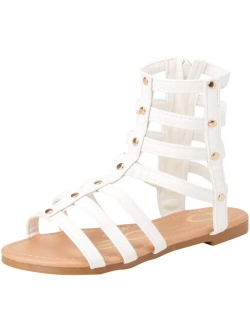 bebe Toddler Girls Sandals Leatherette Studded Gladiator Sandals with Ankle Zipper (Toddler/Girl)