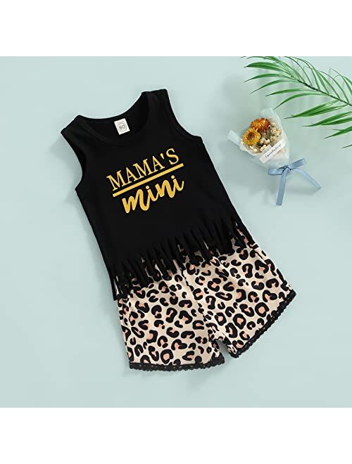 Mayummpy Newborn Baby Boy Girls Clothing MAMAS Mini Outfit Tassel Hem Vest Top Short Pants Set Cute Infant Baby Summer Outfit