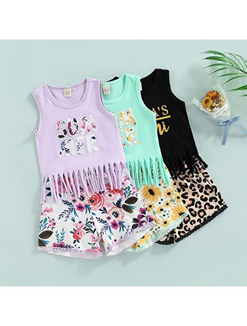 Mayummpy Newborn Baby Boy Girls Clothing MAMAS Mini Outfit Tassel Hem Vest Top Short Pants Set Cute Infant Baby Summer Outfit