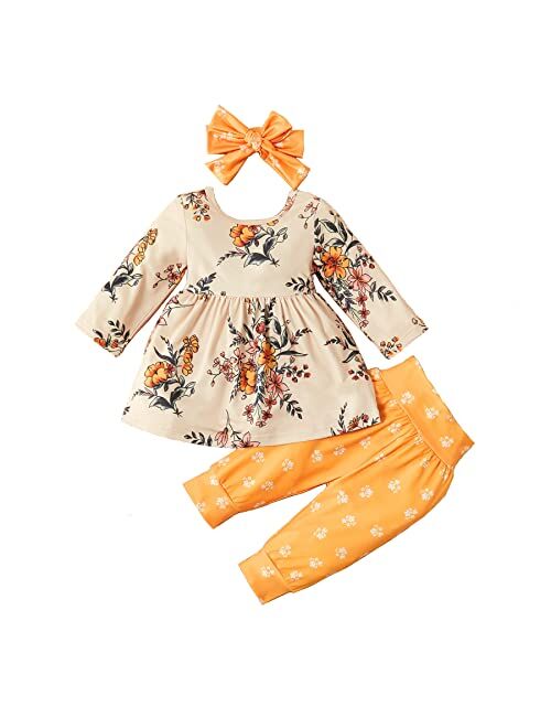 Weimuyuan Newborn Infant Baby Girl Clothes Baby Girls' Pant Sets Floral Outfits Cute Baby Clothes Girl