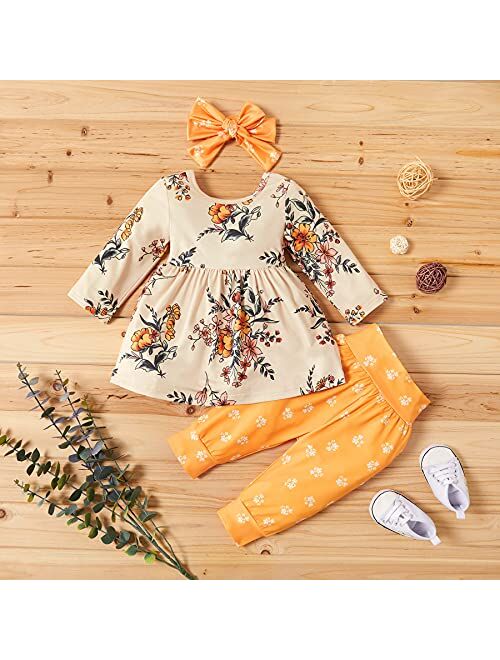 Weimuyuan Newborn Infant Baby Girl Clothes Baby Girls' Pant Sets Floral Outfits Cute Baby Clothes Girl