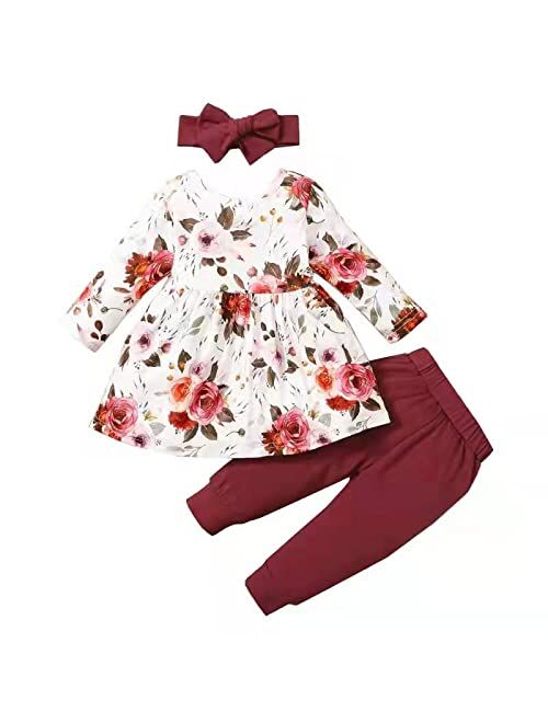 Weimuyuan Newborn Infant Baby Girl Clothes Baby Girls' Pant Sets Floral Outfits Cute Baby Clothes Girl