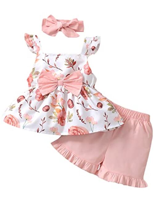 Weimuyuan Newborn Infant Baby Girl Clothes Baby Girls' Pant Sets Floral Outfits Cute Baby Clothes Girl