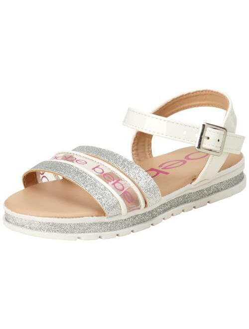 bebe Girls' Sandals - Glitter Leatherette Sandals with Buckle Straps (Size: 2-13)