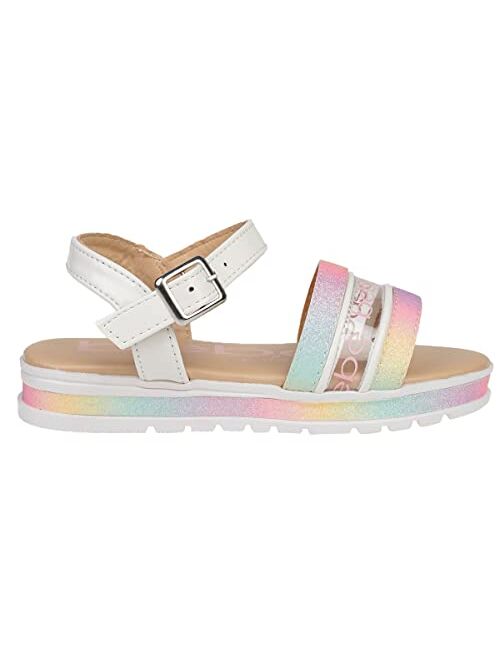 Bebe Girl's Fashion Sparkly Flat Sandals with Fancy Glitter and Clear Vinyl Strap