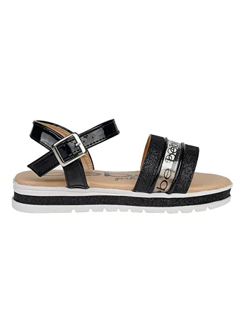 Bebe Girl's Fashion Sparkly Flat Sandals with Fancy Glitter and Clear Vinyl Strap