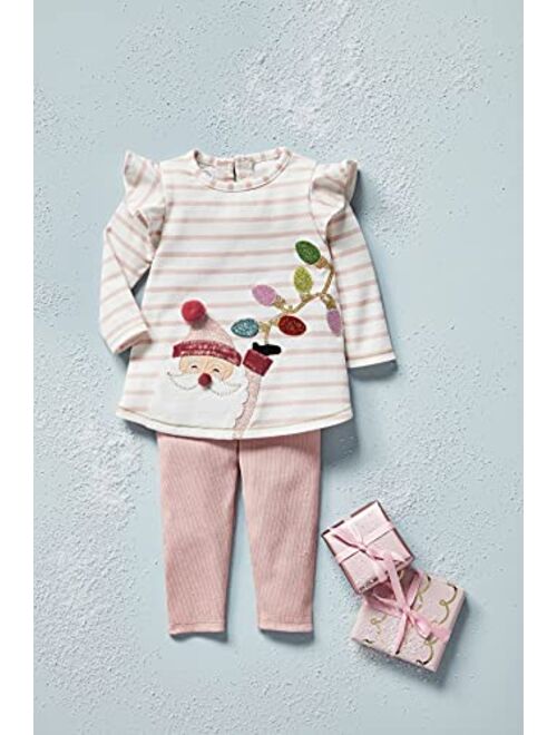 Mud Pie baby-girls Pink Santa Tunic and Legging