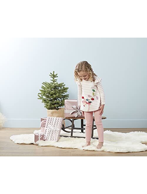 Mud Pie baby-girls Pink Santa Tunic and Legging