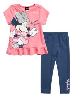 Baby Girls Leggings Set 2 Piece Minnie Mouse T-Shirt and Leggings (Size: 12M-4T)
