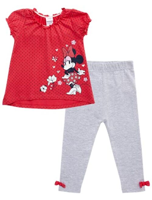 Disney Baby Girls Leggings Set 2 Piece Minnie Mouse T-Shirt and Leggings (Size: 12M-4T)