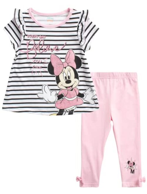 Disney Baby Girls Leggings Set 2 Piece Minnie Mouse T-Shirt and Leggings (Size: 12M-4T)
