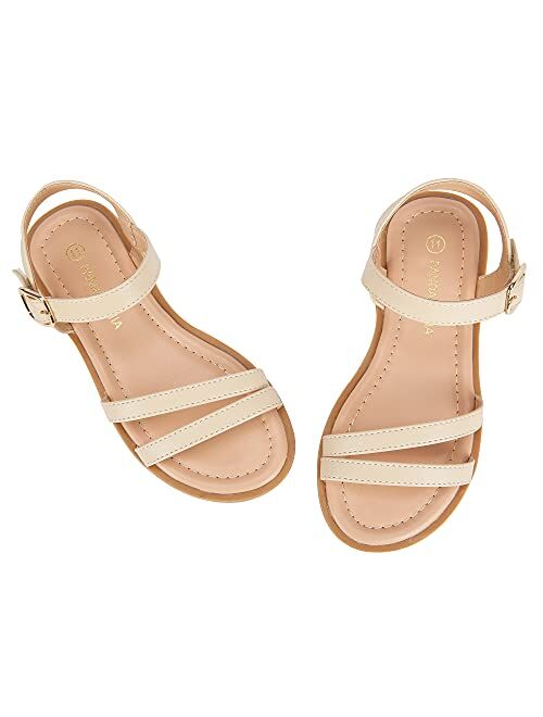 PANDANINJIA Mona Girls Sandals Toddler/Little Kid Cute Open Toe Flats Dress Sandals Summer Shoes