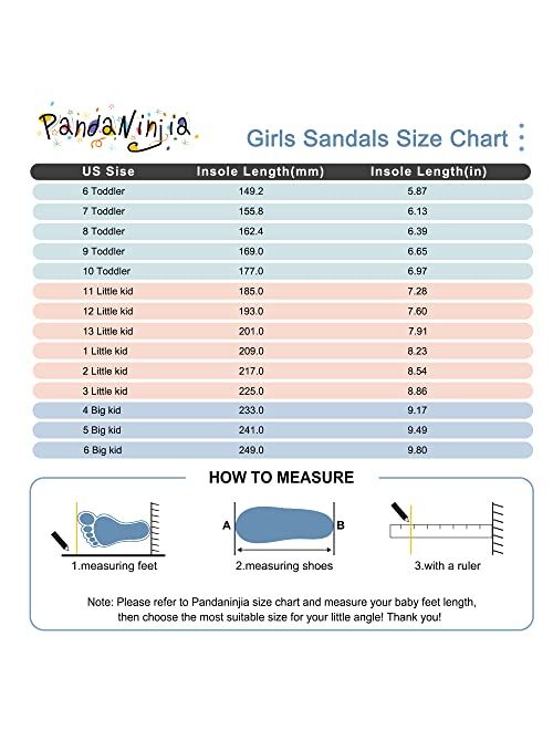 PANDANINJIA Mona Girls Sandals Toddler/Little Kid Cute Open Toe Flats Dress Sandals Summer Shoes