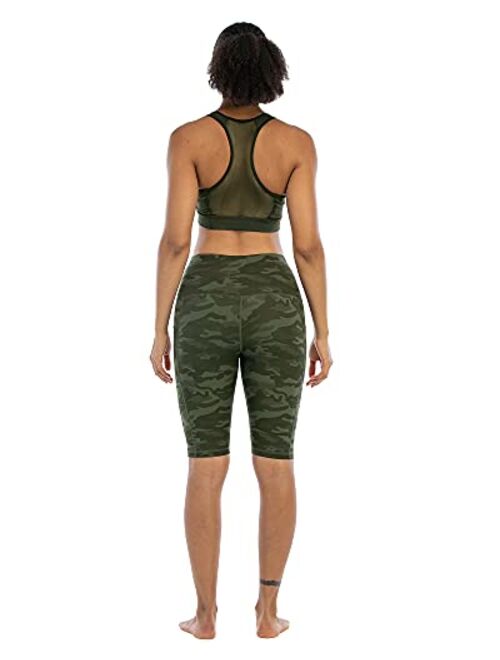 CHRLEISURE 3 Pack Biker Shorts for Women High Waist with Pockets- Spandex Yoga Tummy Control Shorts