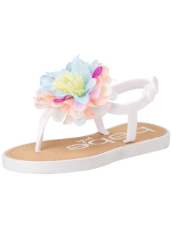 Bebe Girls' Thong Sandals with Chiffon Flowers (Toddler/Little Kid