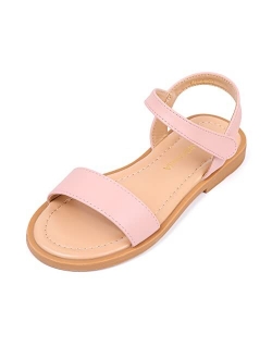 PANDANINJIA Gina Girls Sandals Open Toe Summer Flats Dress Sandals Shoes Toddler/Little Kid/Big Kid