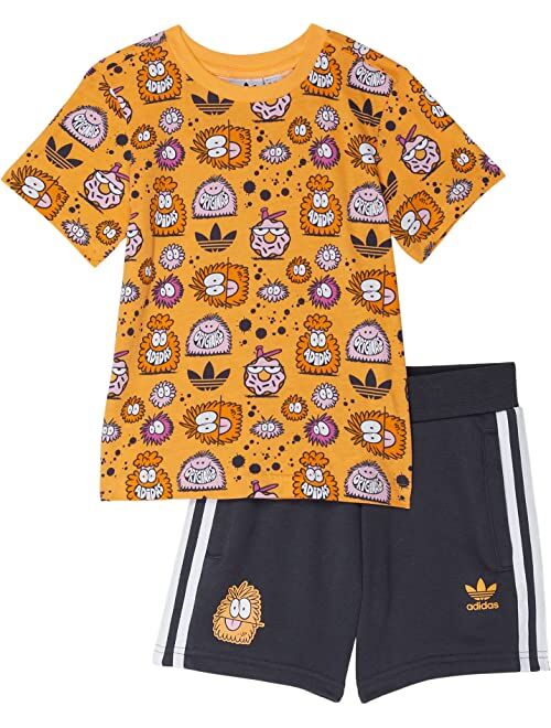 adidas Originals Kids Kevin Lyons Shorts Tee Set (Toddler/Little Kids)