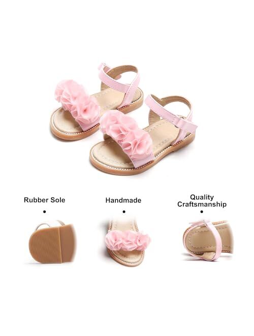 Felix & Flora Toddler Girls Sandals Soft Rubber Flats Summer Baby flower girl Shoes