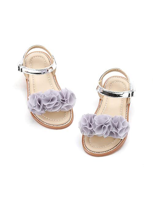 Felix & Flora Toddler Girls Sandals Soft Rubber Flats Summer Baby flower girl Shoes