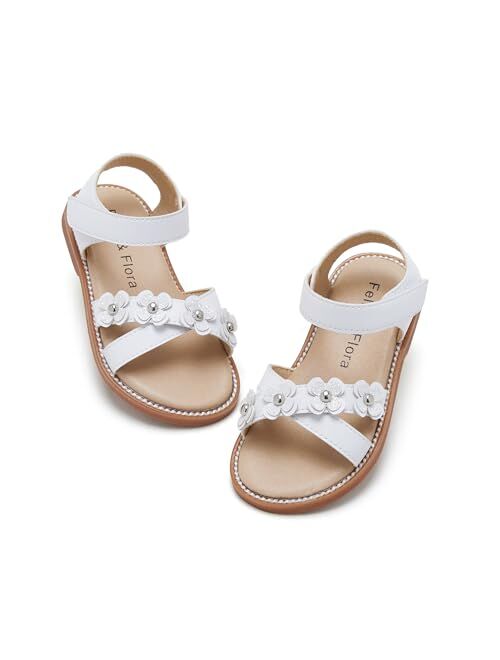 Felix & Flora Toddler Girls Sandals Soft Rubber Flats Summer Baby flower girl Shoes