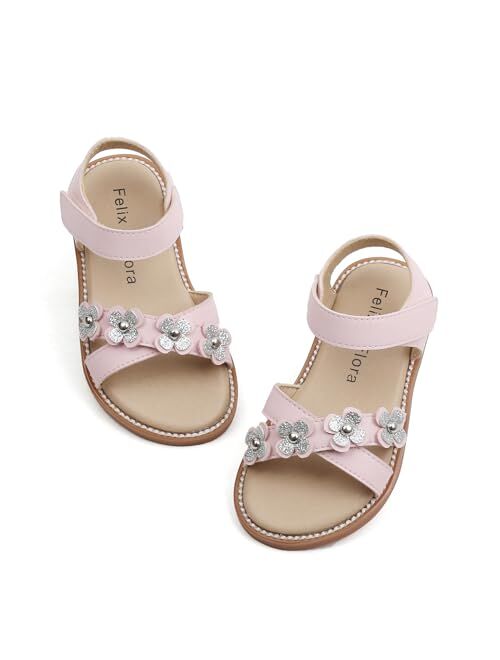 Felix & Flora Toddler Girls Sandals Soft Rubber Flats Summer Baby flower girl Shoes