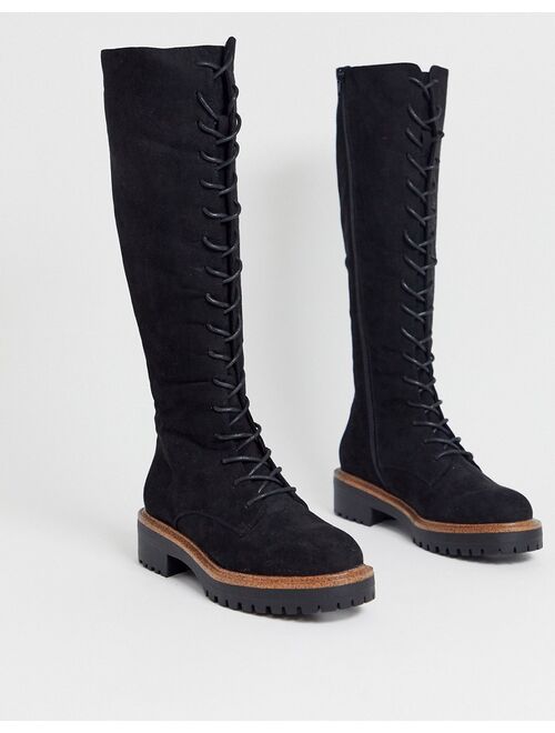 ASOS DESIGN Courtney chunky lace up knee high boots