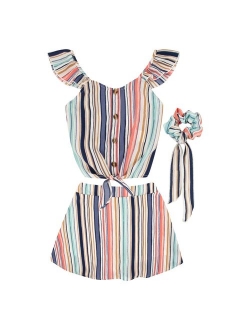 Girls 7-16 Speechless Top & Stripe Skirt Set with Hair Tie