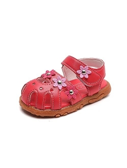 Komfyea Girl Summer Cute Wrap Toe Toddler Soft Flower Flat Beach Sandal Shoes