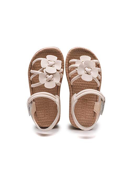 Komfyea Girl Summer Cute Wrap Toe Toddler Soft Flower Flat Beach Sandal Shoes