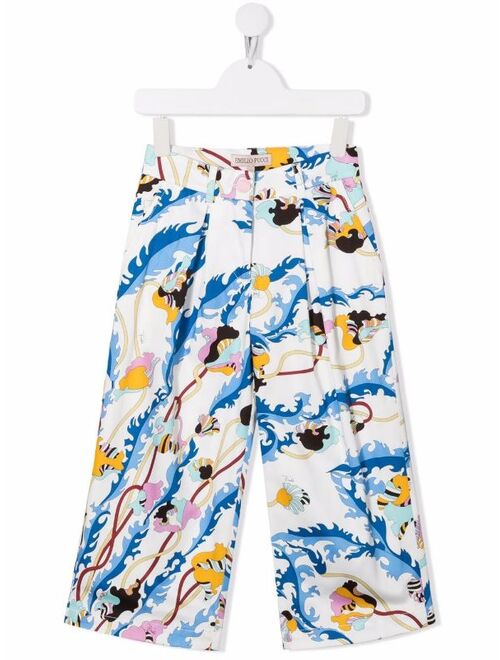 Emilio Pucci Junior ditsy-print wide trousers