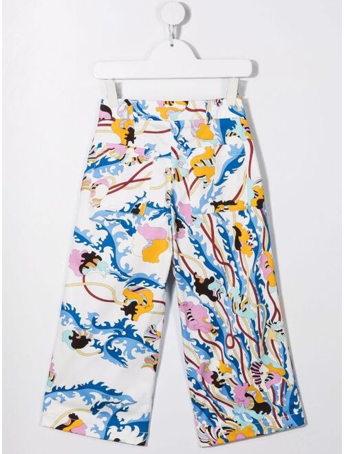 Emilio Pucci Junior ditsy-print wide trousers