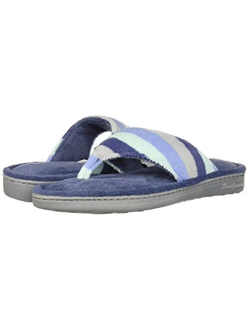 Dearfoams Women's Melanie Colorblocked Microfiber Terry Thong Slipper