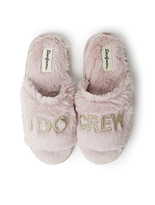 Dearfoams Women's Bride/Bridesmaid I Do & I Do Crew Giftable Wedding Slide Slipper