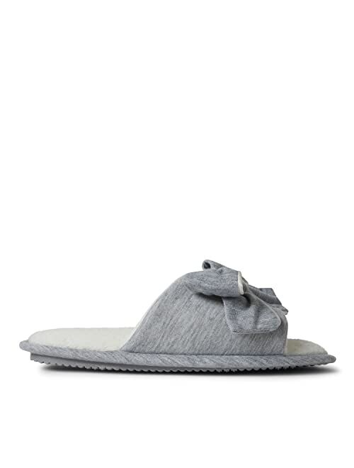 Dearfoams Women's Lydia Cozy Pajama Slide with Bow Slipper