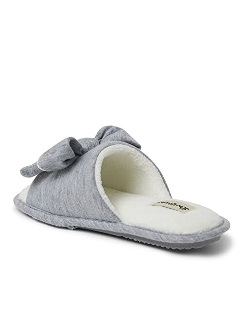 Dearfoams Women's Lydia Cozy Pajama Slide with Bow Slipper