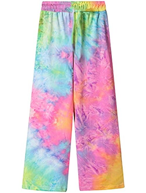 Betusline Girls' Fashion Comfy Wide Leg Pants with Pockets, 2-14 Years