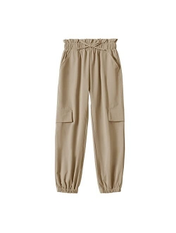 Gemijack Girl' s Ruffled Elastic Waist Straight Leg Pull-On Jogger Pants