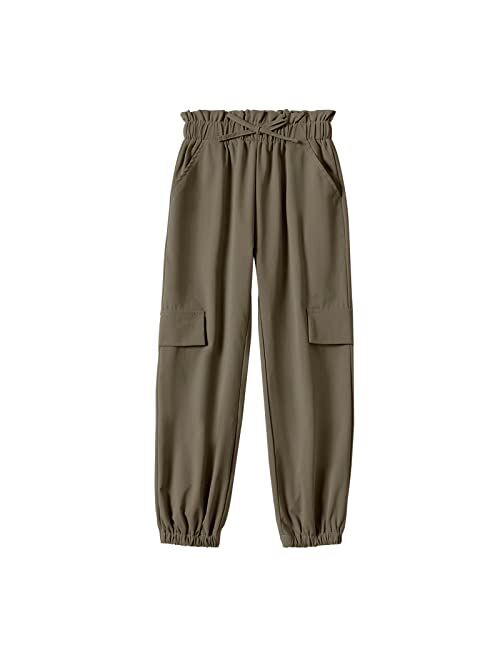 Gemijack Girl' s Ruffled Elastic Waist Straight Leg Pull-On Jogger Pants