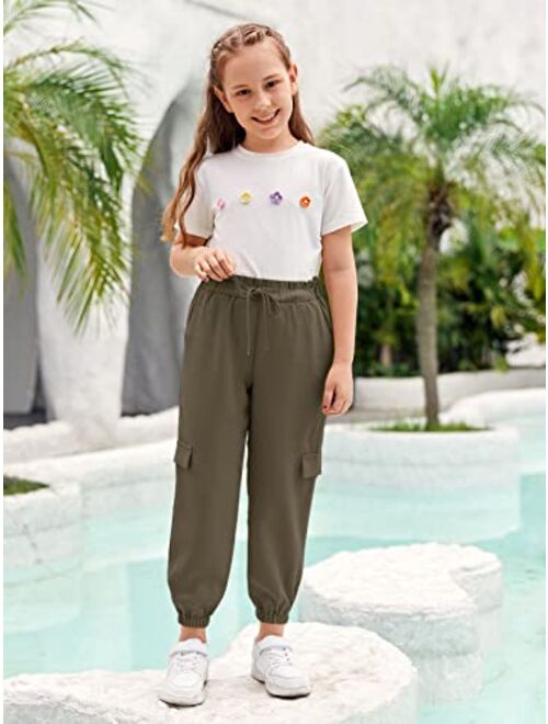 Gemijack Girl' s Ruffled Elastic Waist Straight Leg Pull-On Jogger Pants