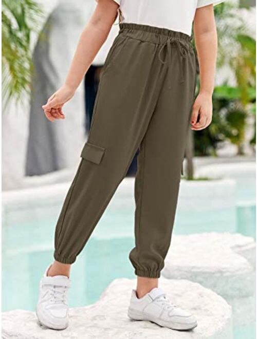 Gemijack Girl' s Ruffled Elastic Waist Straight Leg Pull-On Jogger Pants