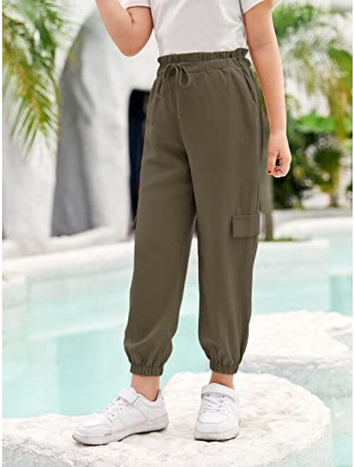 Gemijack Girl' s Ruffled Elastic Waist Straight Leg Pull-On Jogger Pants