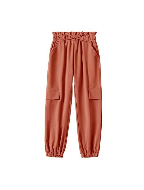 Gemijack Girl' s Ruffled Elastic Waist Straight Leg Pull-On Jogger Pants