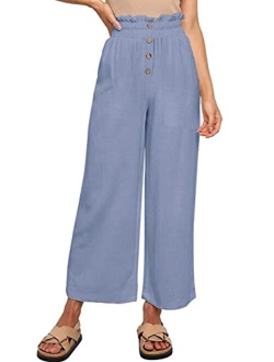 Apbondy Girls' Casual Wide Leg Pants Summer High Waisted Paper Bag Loose Trousers