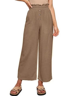 Apbondy Girls' Casual Wide Leg Pants Summer High Waisted Paper Bag Loose Trousers