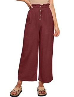 Apbondy Girls' Casual Wide Leg Pants Summer High Waisted Paper Bag Loose Trousers