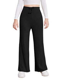 Girl's Elastic High Waisted Bell Bottom Flare Pants